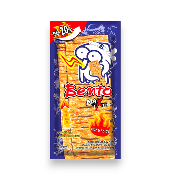 Snack Hải Sản Vị Cay Nồng Bento 18g + 4g Gói Xanh