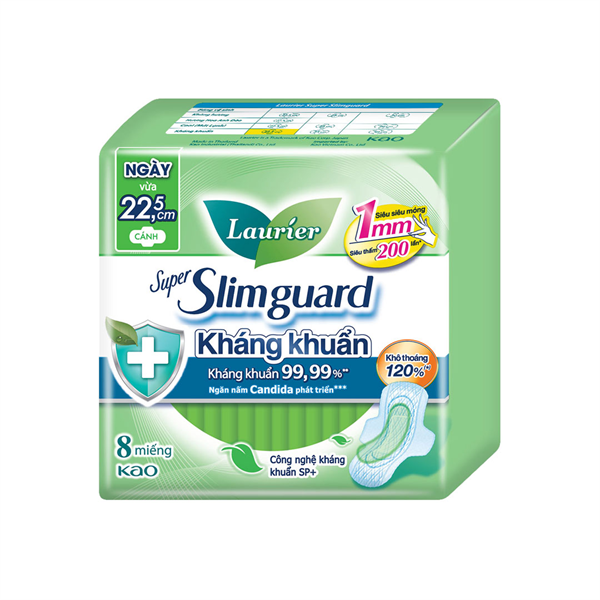 BVS Laurier Ngày Vừa & Nhiều Siêu Mỏng Kháng Khuẩn 22,5cm 8 miếng/gói