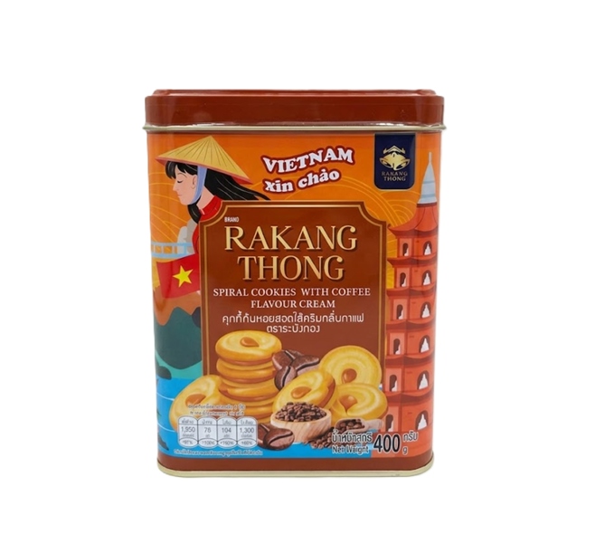 Bánh Quy Hộp Thiếc Rakang Thong Nhân Kem Cà Phê 400g