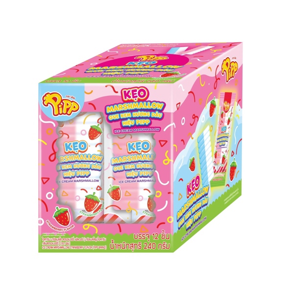 Kẹo Marshmallow Que Kem Hương Dâu Hiệu PIPP 20g