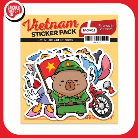  PACK022 Friends in Vietnam - Set 12 Die Cut Sticker Pack 