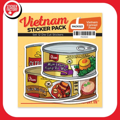  PACK023 Vietnam Canned Food - Set 12 Die Cut Sticker Pack 