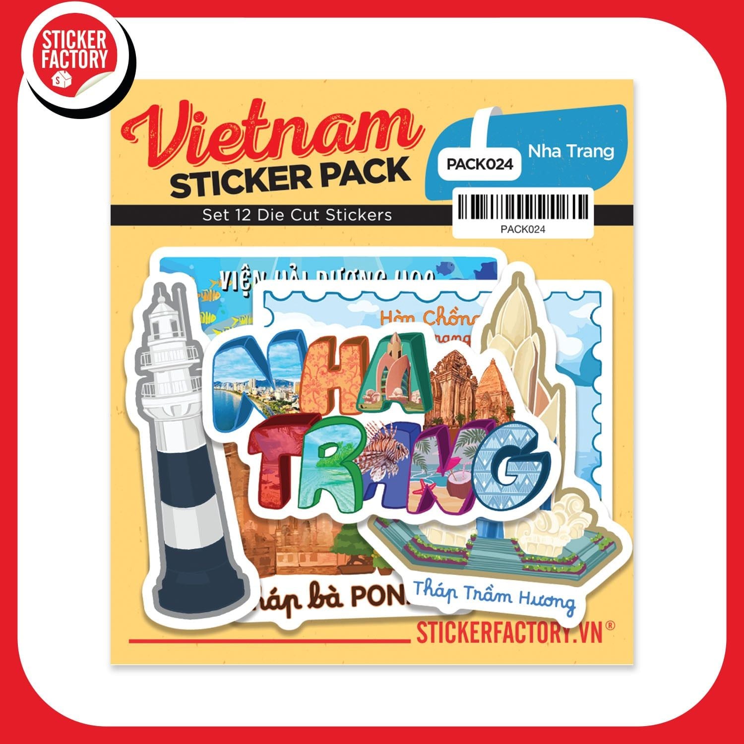 PACK024 Nha Trang - Set 12 Die Cut Sticker Pack