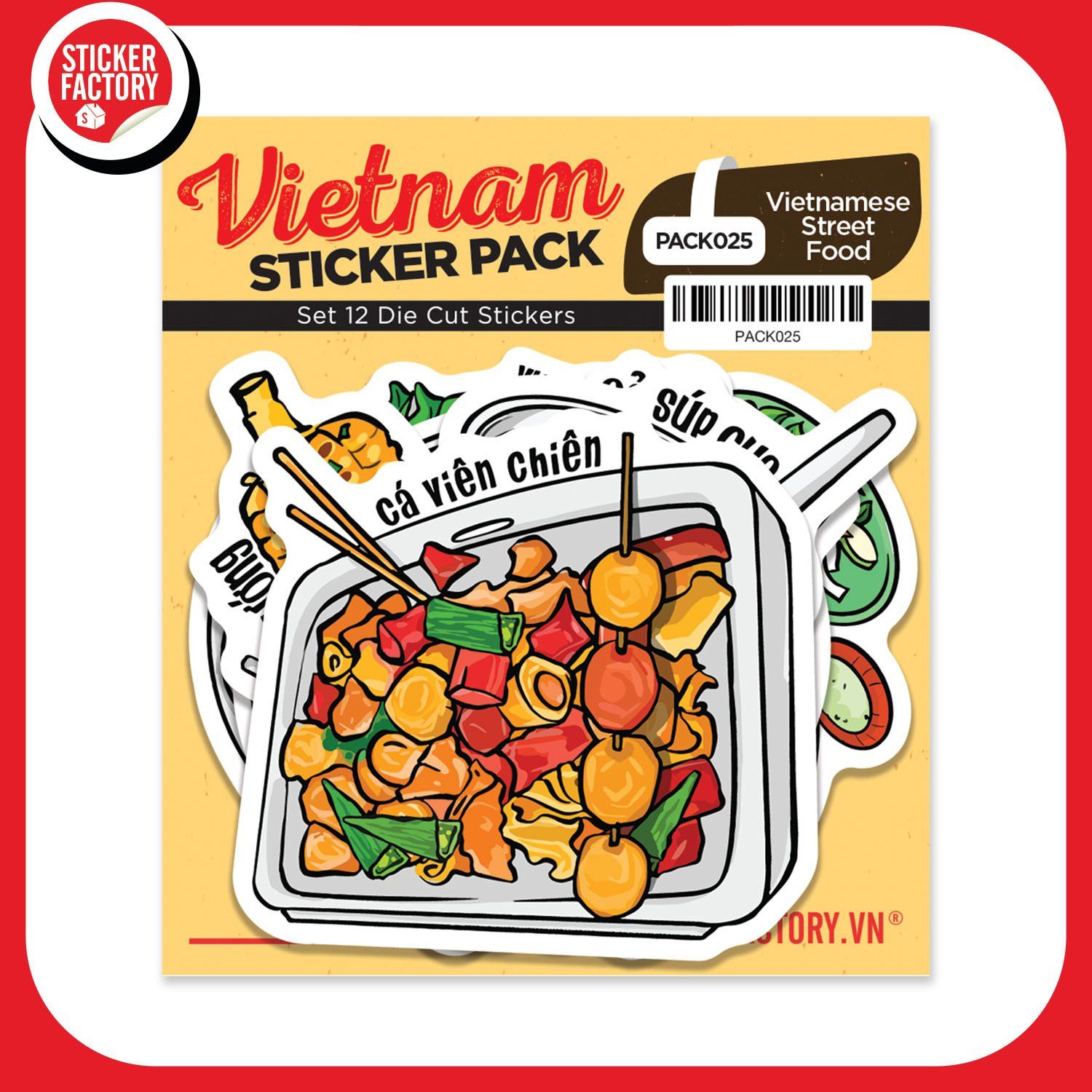 PACK025 Vietnamese Street Food - Set 12 Die Cut Sticker Pack