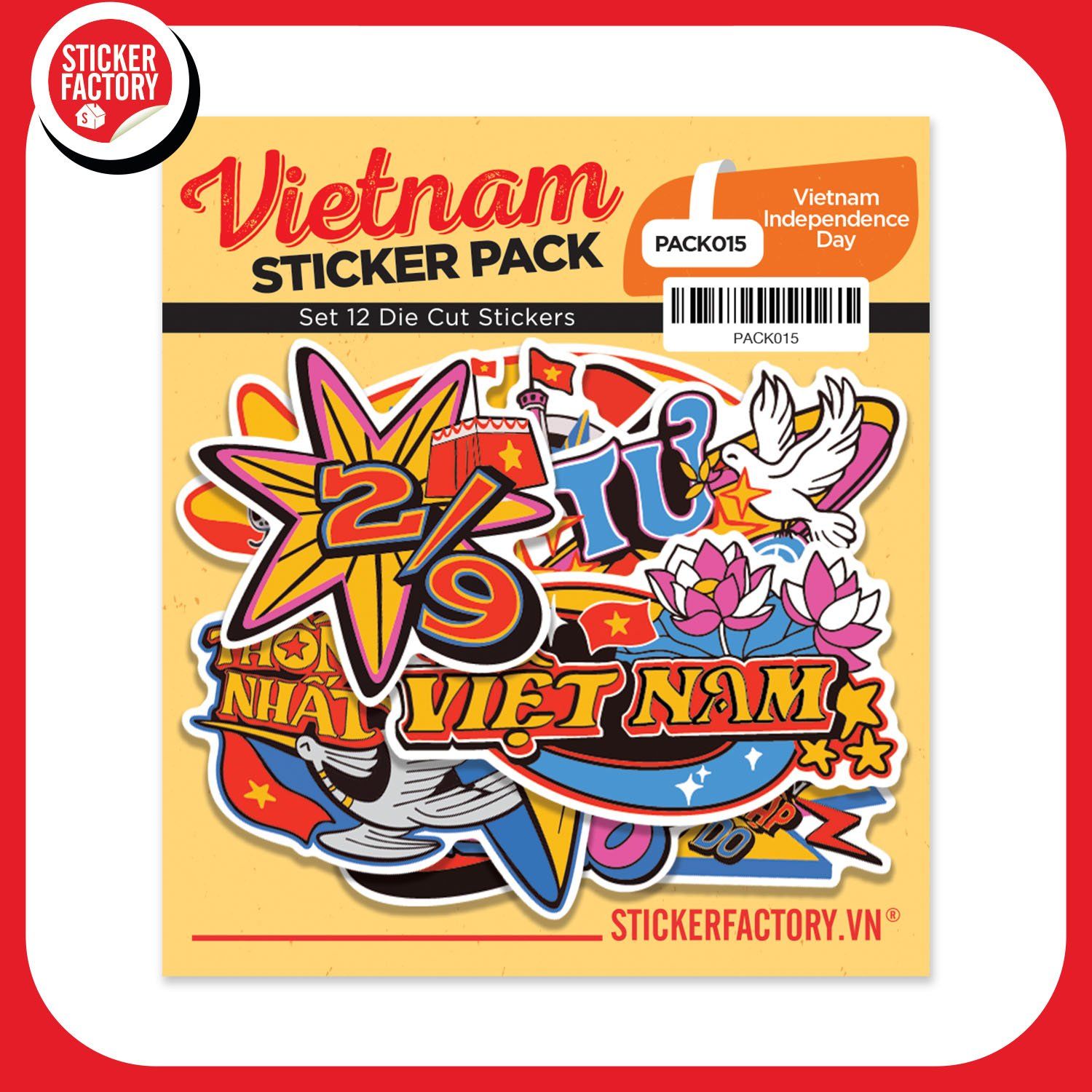 PACK015 Vietnam Independence Day - Set 12 Die Cut Sticker Pack