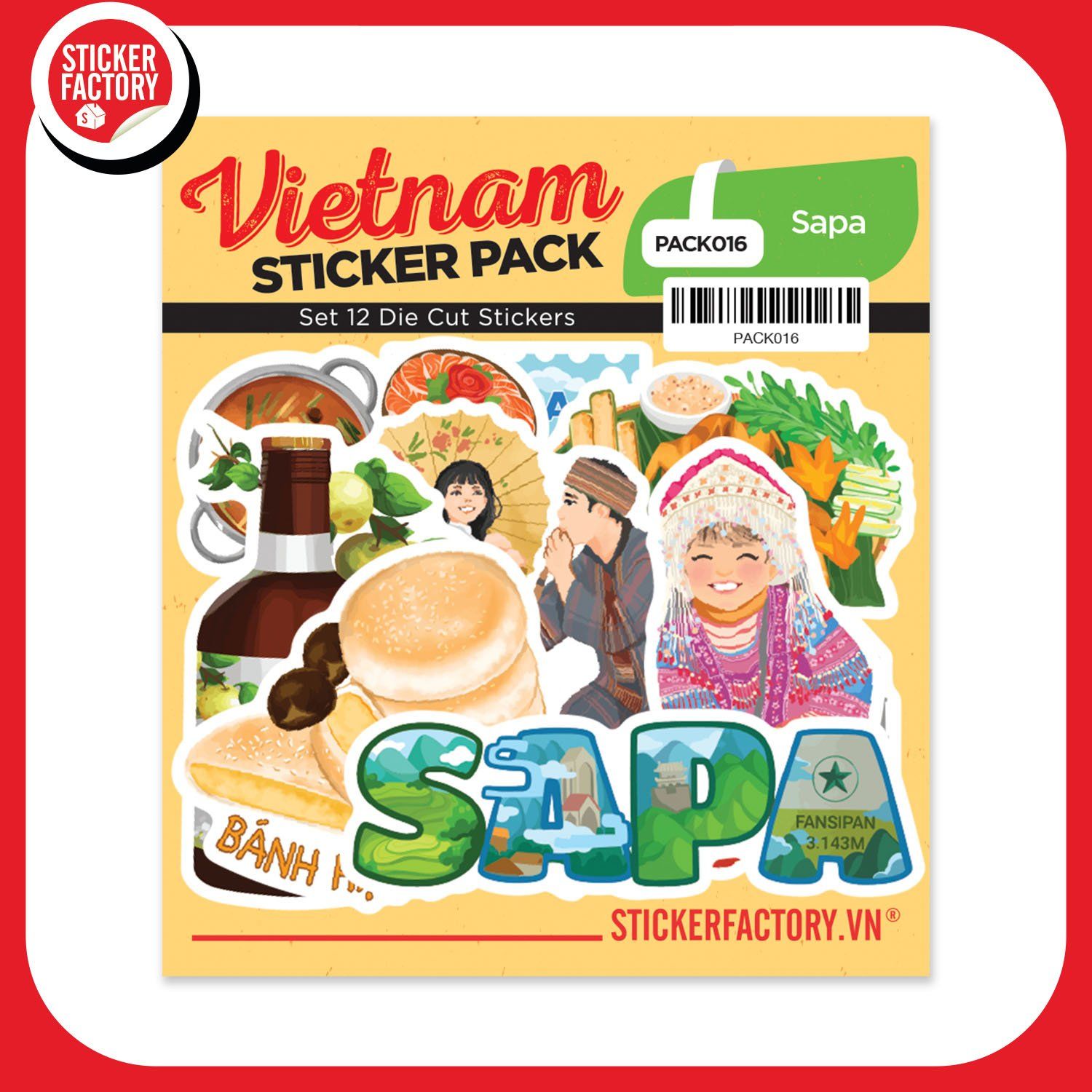 PACK016 Sapa - Set 12 Die Cut Sticker Pack