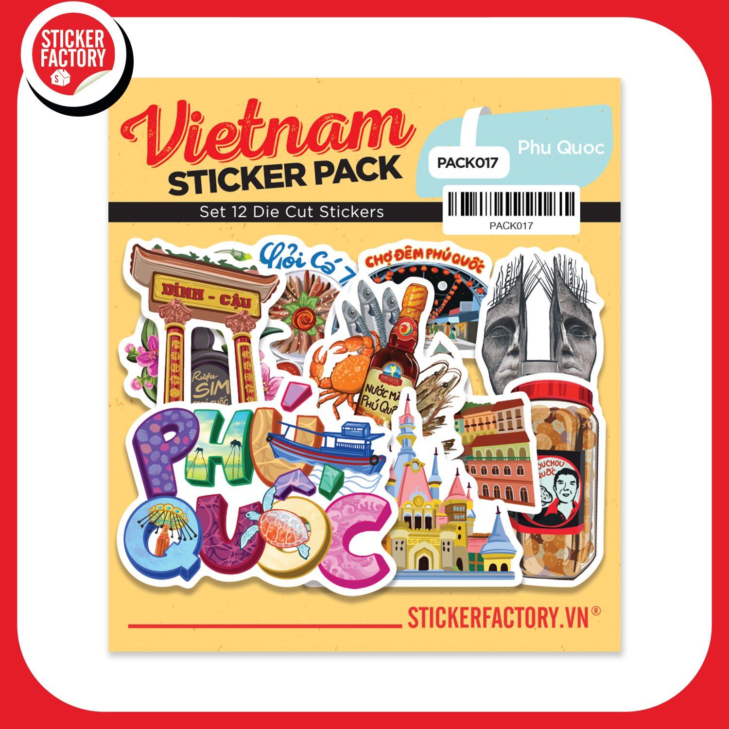 PACK017 Phu Quoc - Set 12 Die Cut Sticker Pack