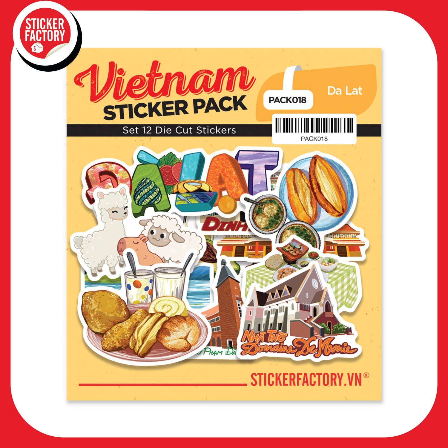 PACK018 Da Lat - Set 12 Die Cut Sticker Pack