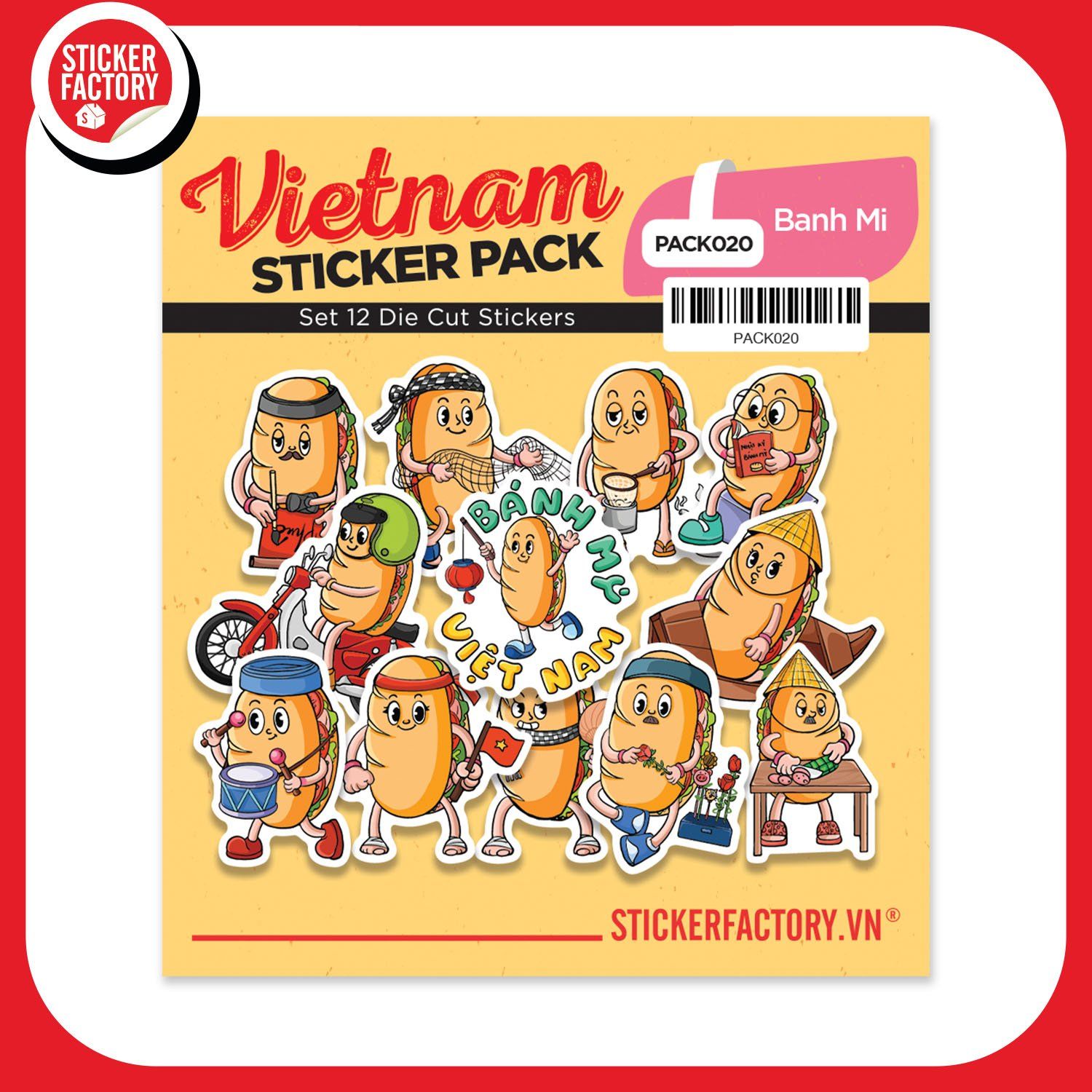 PACK020 Banh Mi - Set 12 Die Cut Sticker Pack