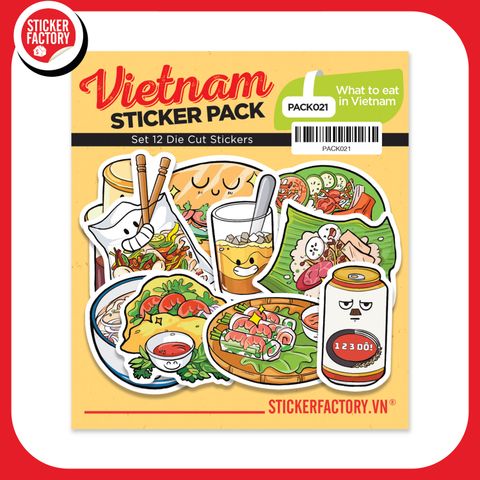  PACK021 What to eat in Vietnam - Set 12 Die Cut Sticker Pack 