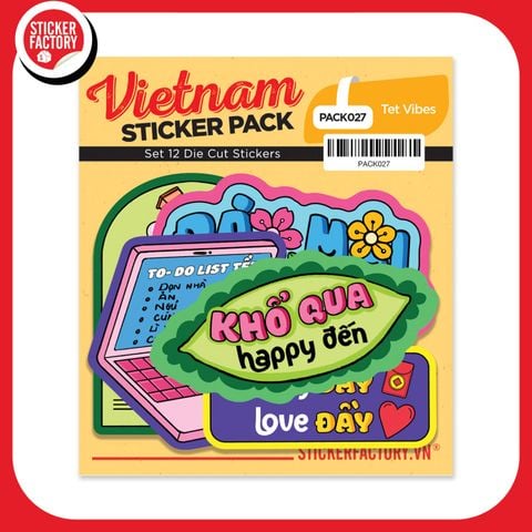  PACK027 Tet Vibes - Set 12 Die Cut Sticker Pack 