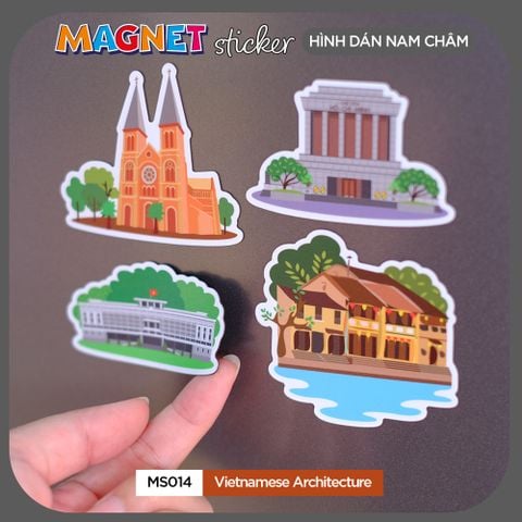  MS014 Vietnamese Architecture - Set 4 Magnet Sticker - Hình dán nam châm 