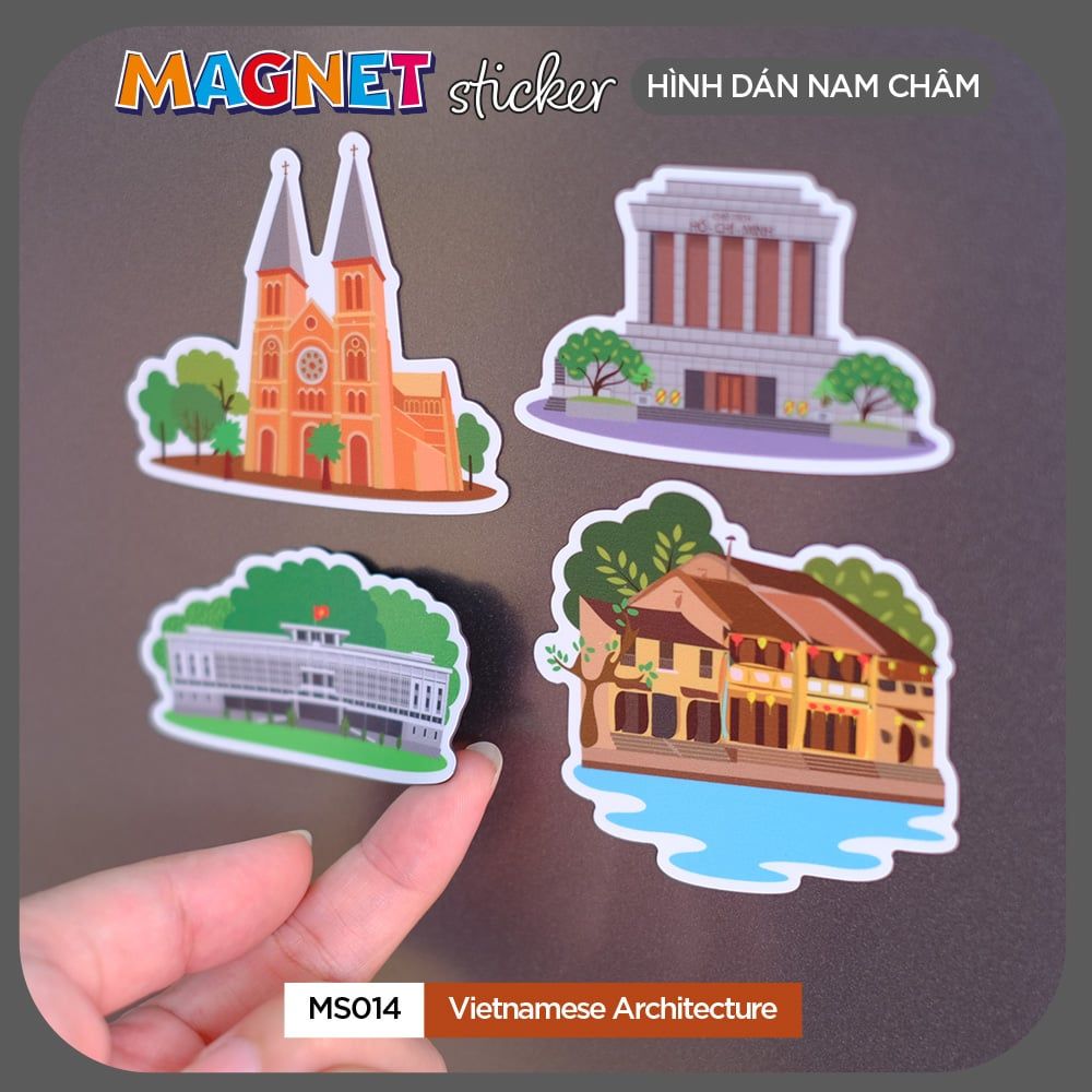 MS014 Vietnamese Architecture - Set 4 Magnet Sticker - Hình dán nam châm