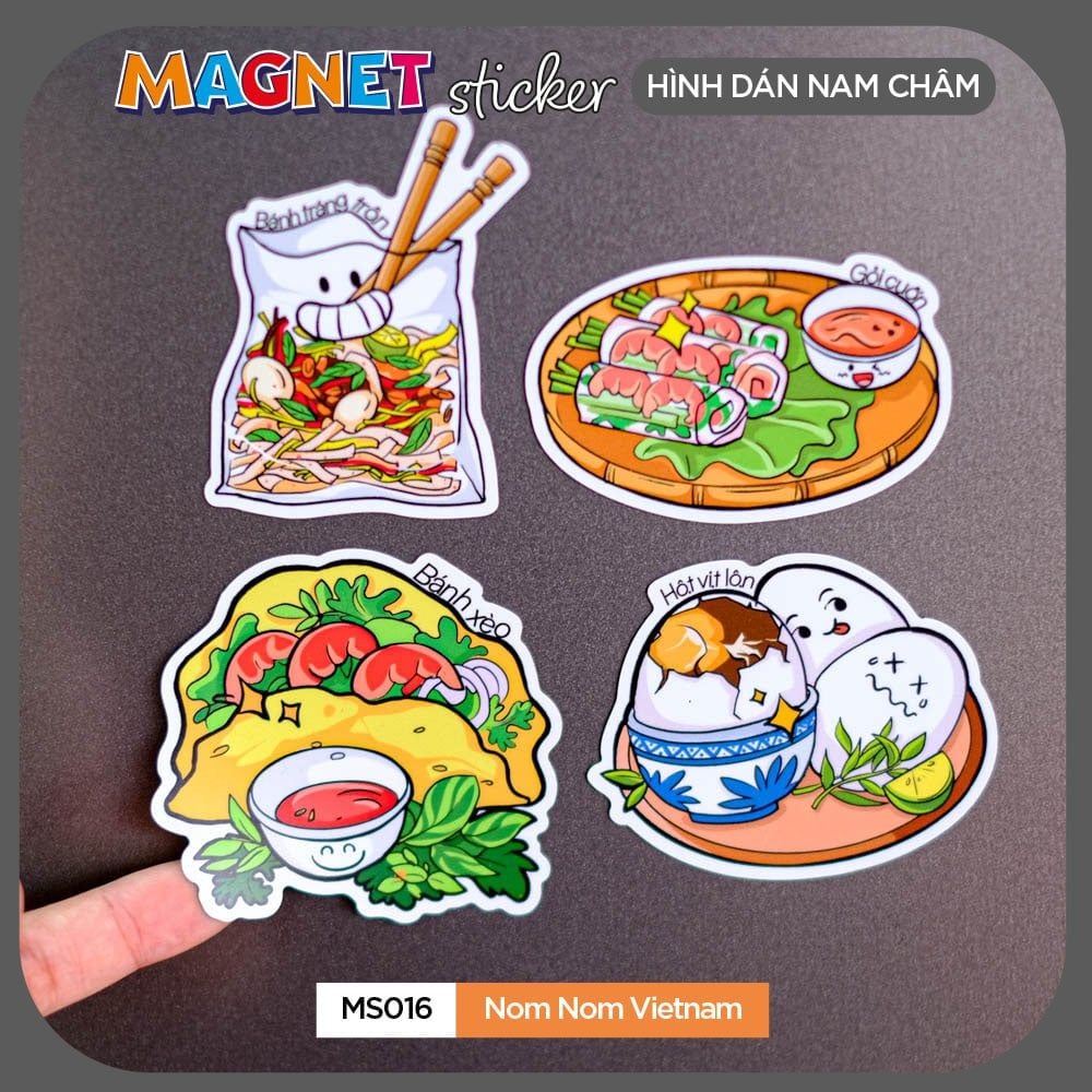MS016 Nom Nom Vietnam - Set 4 Magnet Sticker - Hình dán nam châm