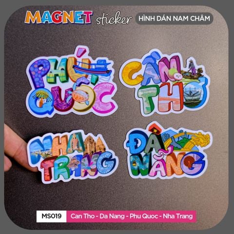  MS019 CANTHO-DANANG-PHUQUOC-NHATRANG - Set 4 Magnet Sticker - Hình dán nam châm 