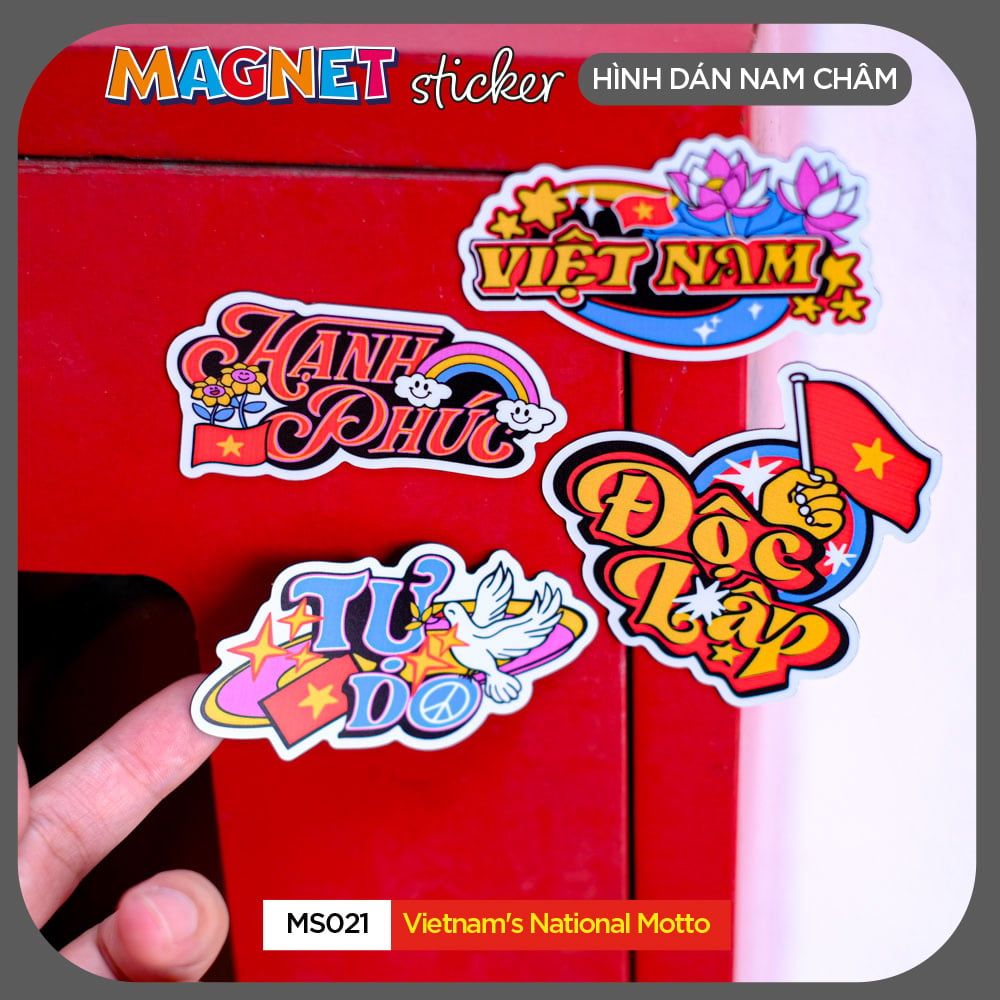 MS021 Vietnam's National Motto - Set 4 Magnet Sticker - Hình dán nam châm