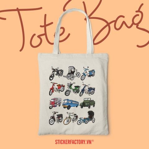  TOTE034 Vietnamese Vintage Vehicles - Túi Tote Canvas Bag 