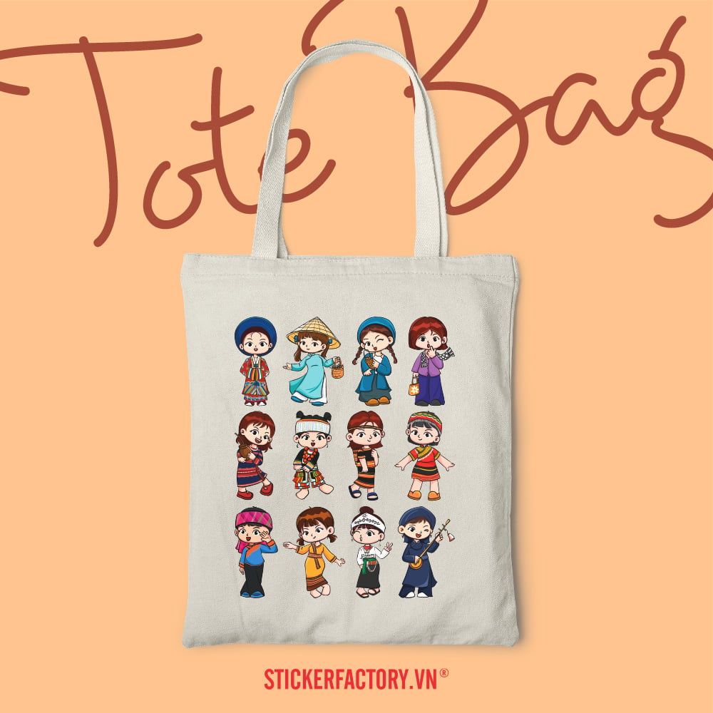 TOTE032 Vietnamese Traditional Costumes - Túi Tote Canvas Bag