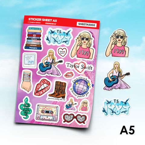  SHEETA5002 TAYLOR SWIFT- Sticker sheet hình dán A5 