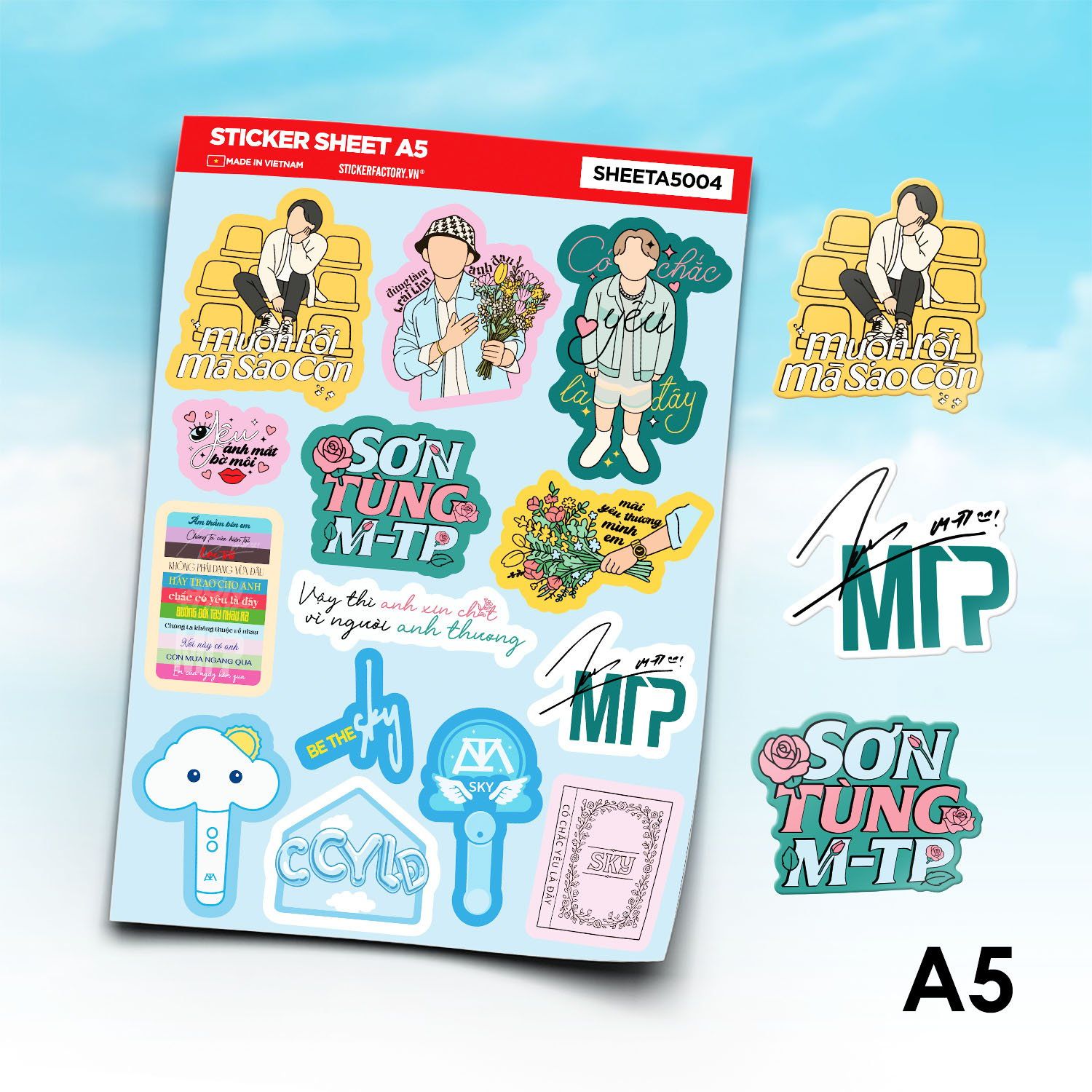 SHEETA5004 SƠN TÙNG MTP QUOTES SYMBOLS - Sticker sheet hình dán A5