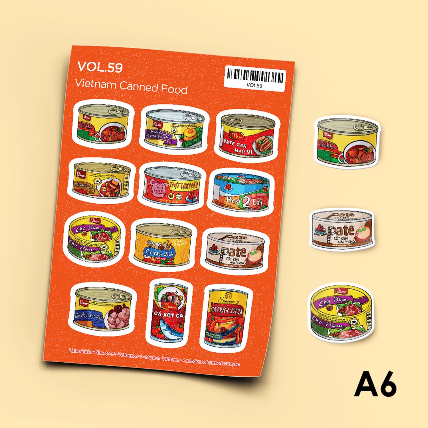 Vol.59 Vietnam Canned Food - Little sticker sheet A6