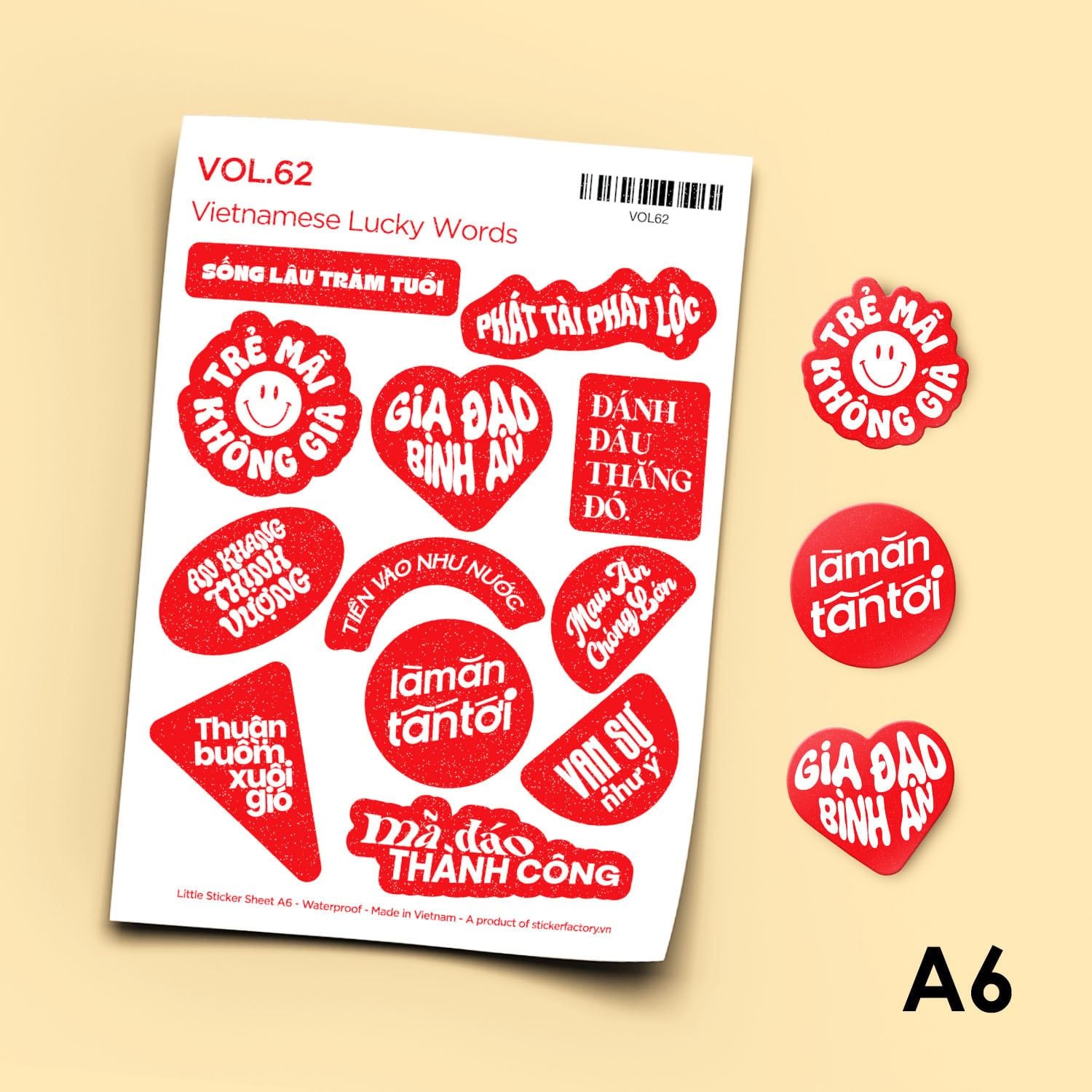 Vol.62 Vietnamese Lucky Words - Little sticker sheet A6
