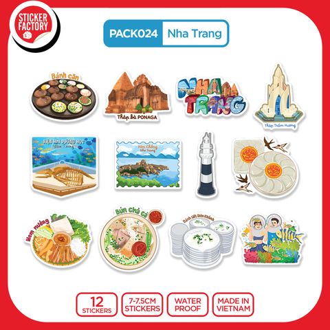  PACK024 Nha Trang - Set 12 Die Cut Sticker Pack 