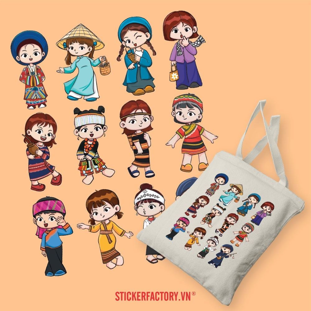 TOTE032 Vietnamese Traditional Costumes - Túi Tote Canvas Bag