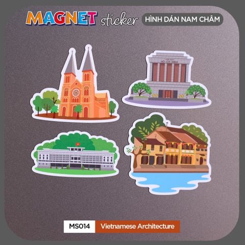  MS014 Vietnamese Architecture - Set 4 Magnet Sticker - Hình dán nam châm 