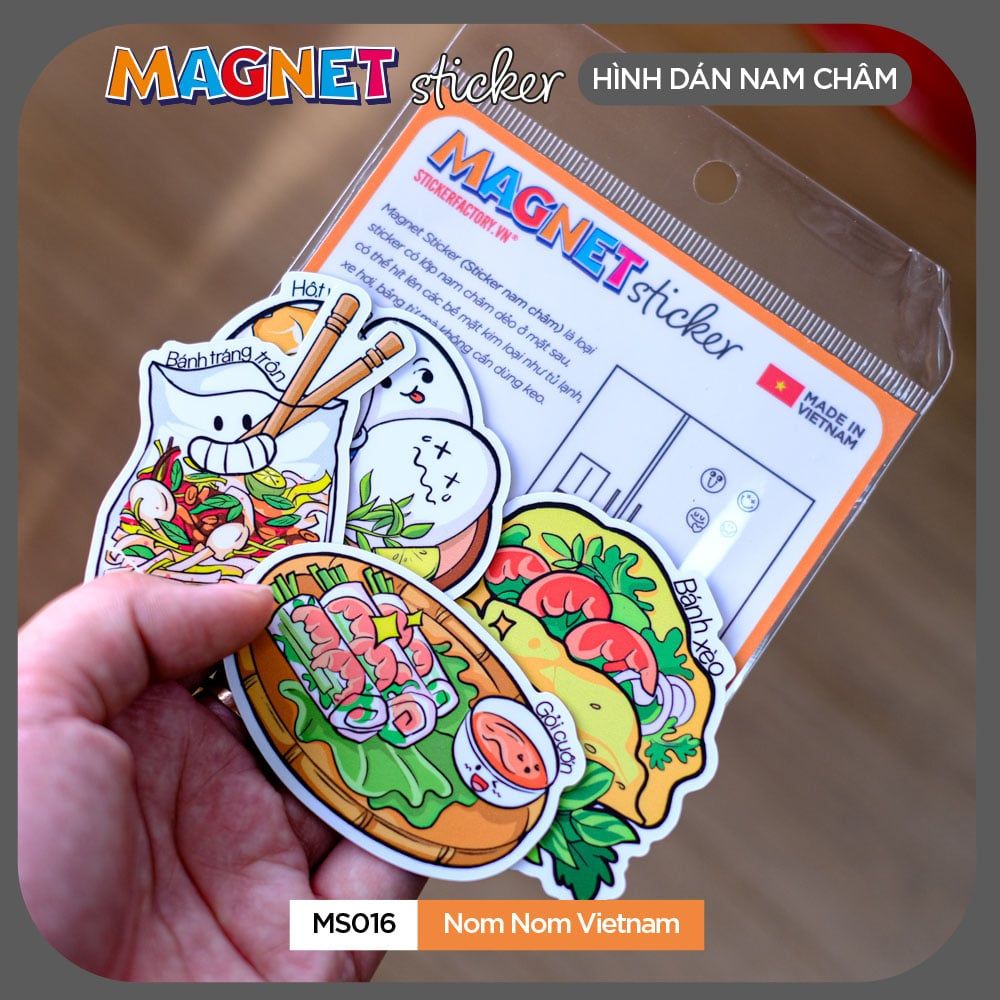 MS016 Nom Nom Vietnam - Set 4 Magnet Sticker - Hình dán nam châm