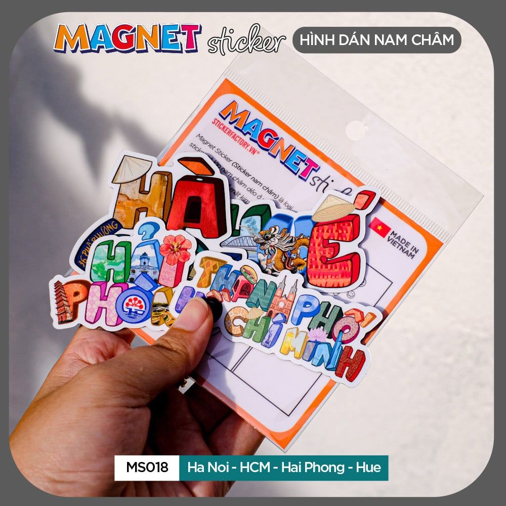 MS018 HANOI-HCM-HAIPHONG-HUE - Set 4 Magnet Sticker - Hình dán nam châm