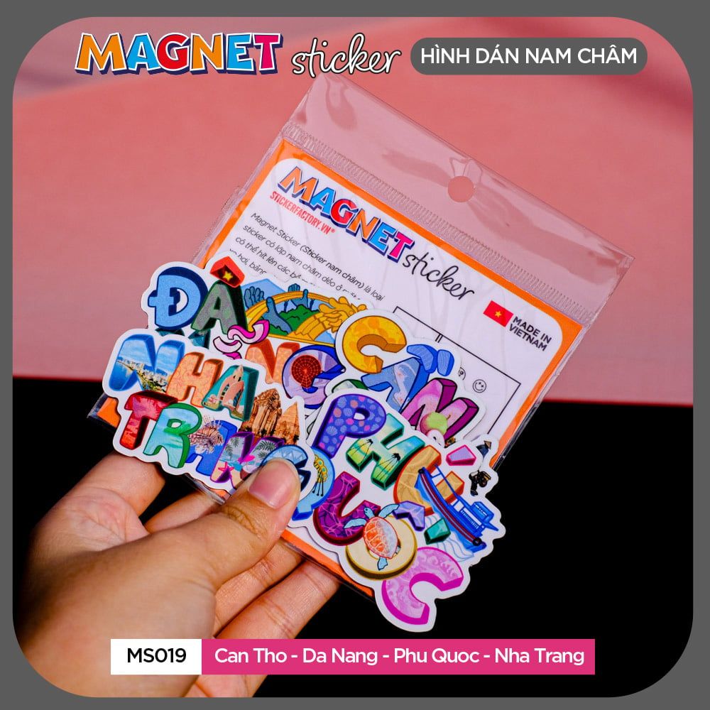 MS019 CANTHO-DANANG-PHUQUOC-NHATRANG - Set 4 Magnet Sticker - Hình dán nam châm