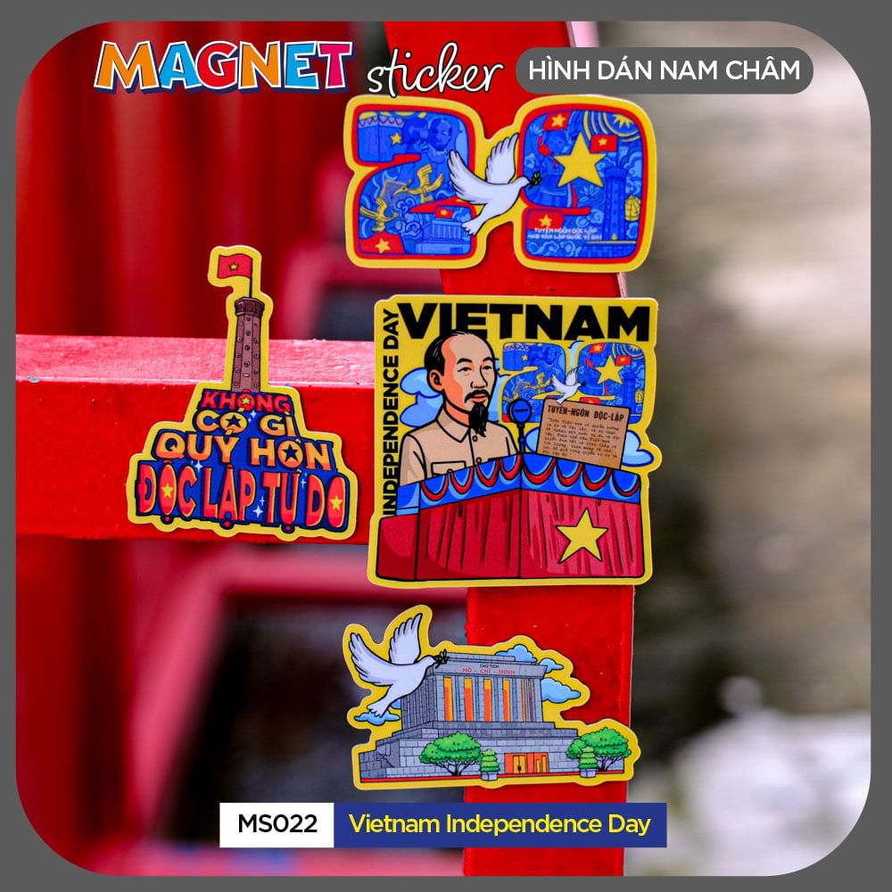 MS022 Vietnam Independence Day - Set 4 Magnet Sticker - Hình dán nam châm