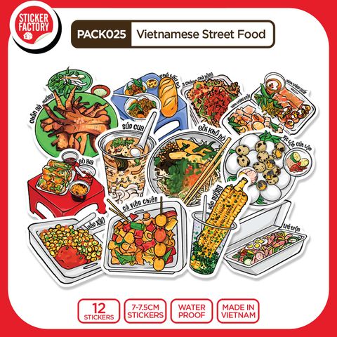  PACK025 Vietnamese Street Food - Set 12 Die Cut Sticker Pack 