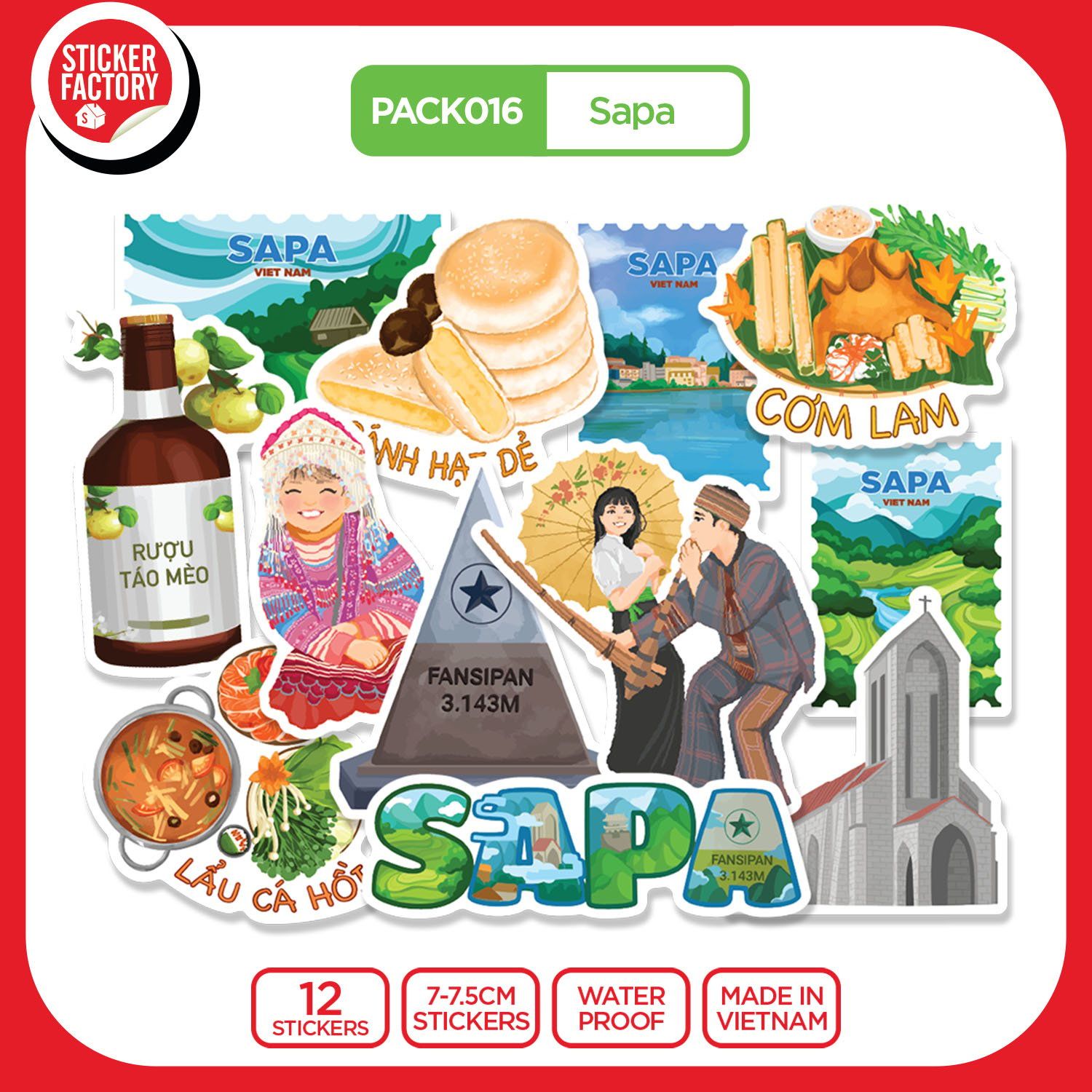 PACK016 Sapa - Set 12 Die Cut Sticker Pack