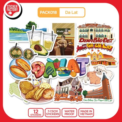  PACK018 Da Lat - Set 12 Die Cut Sticker Pack 
