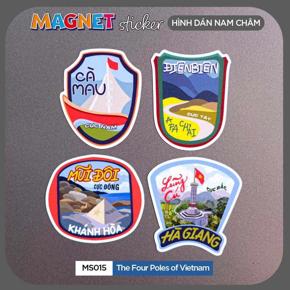 MS015 The Four Poles of Vietnam - Set 4 Magnet Sticker - Hình dán nam châm