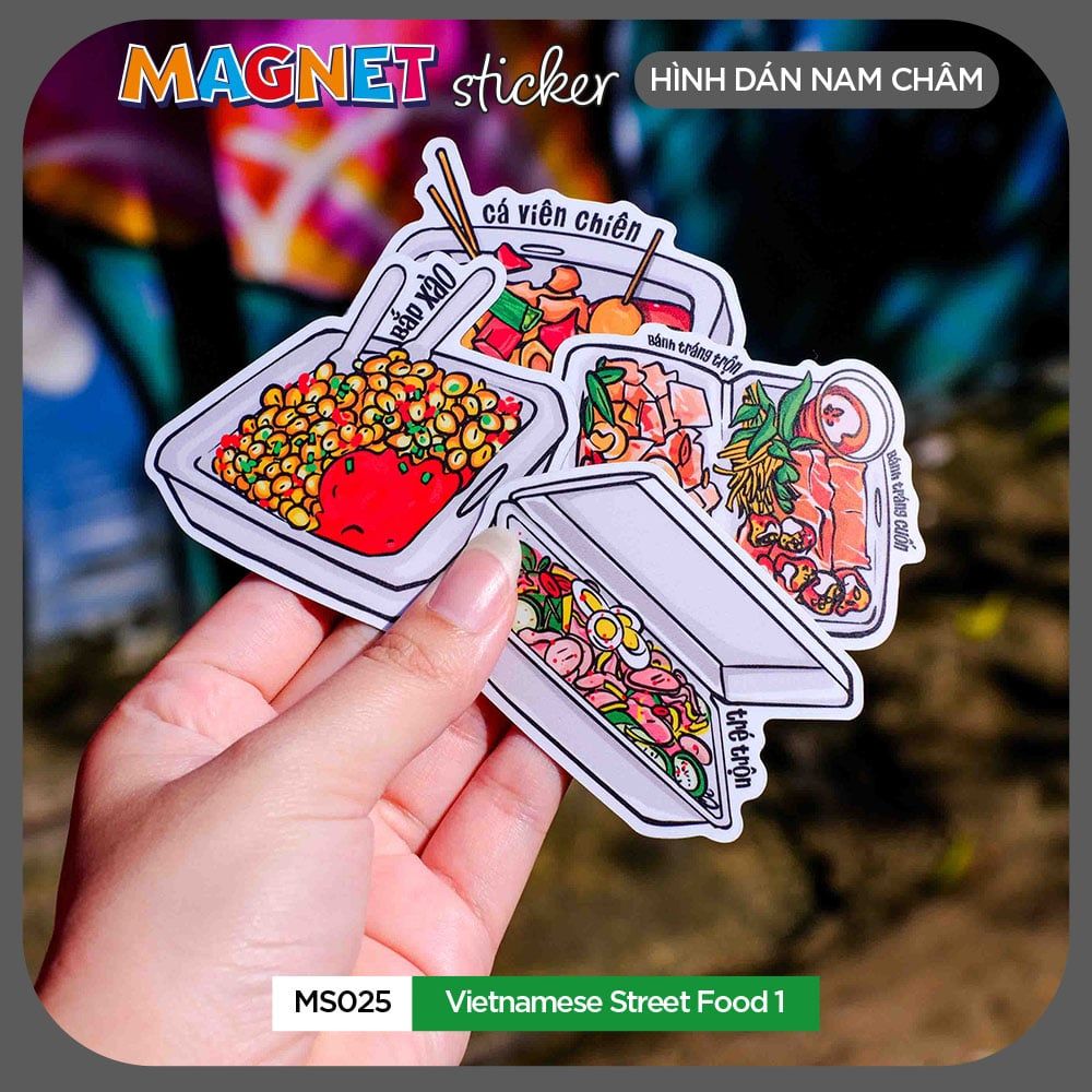 MS025 Vietnamese Street Food 1 - Set 4 Magnet Sticker - Hình dán nam châm
