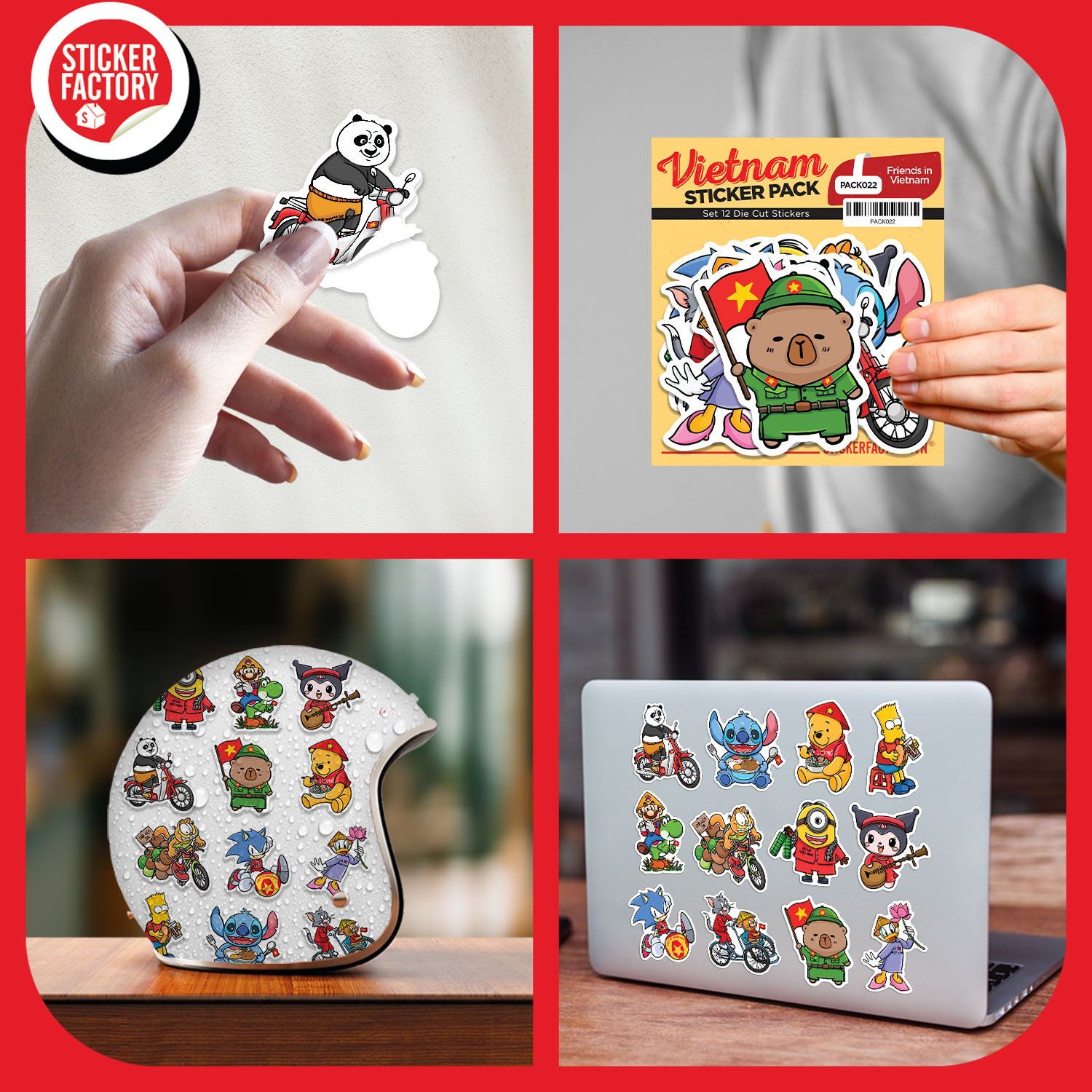 PACK022 Friends in Vietnam - Set 12 Die Cut Sticker Pack
