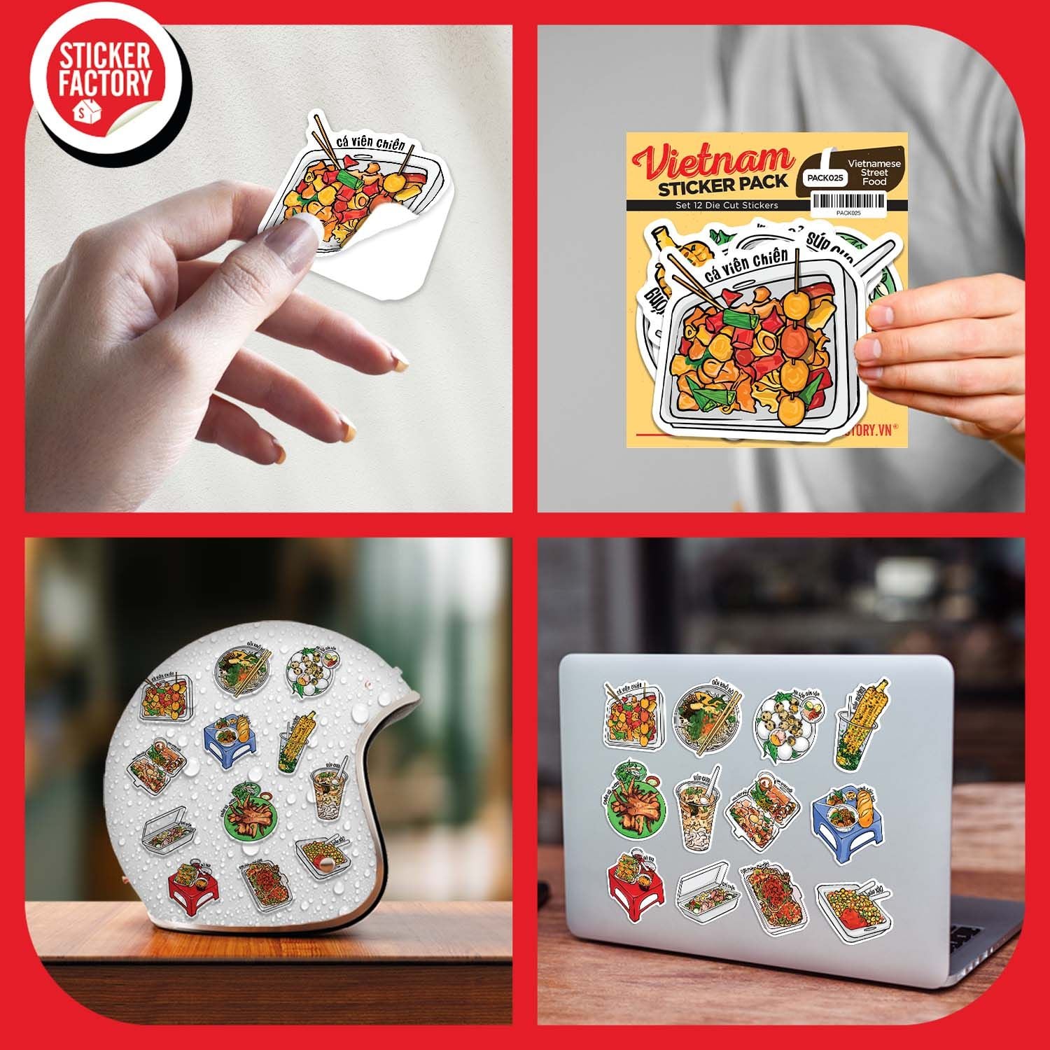PACK025 Vietnamese Street Food - Set 12 Die Cut Sticker Pack