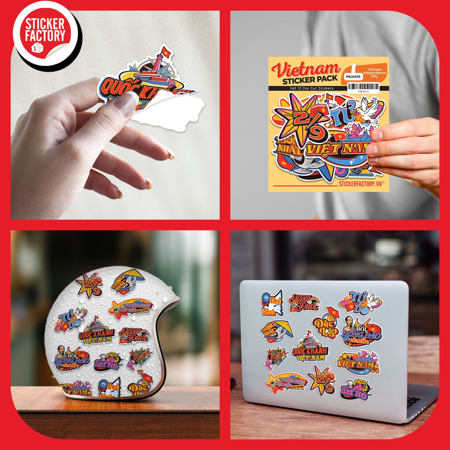 PACK015 Vietnam Independence Day - Set 12 Die Cut Sticker Pack