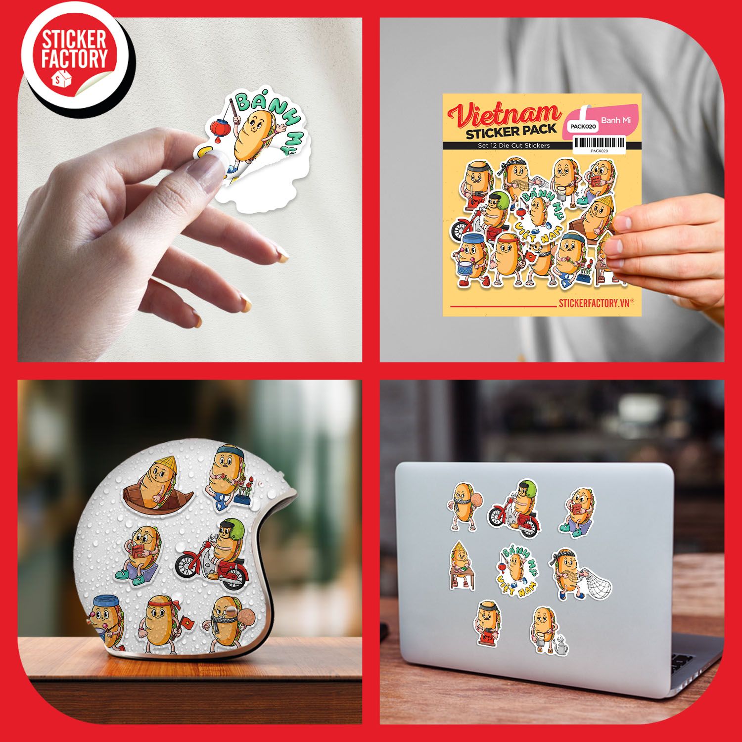 PACK020 Banh Mi - Set 12 Die Cut Sticker Pack
