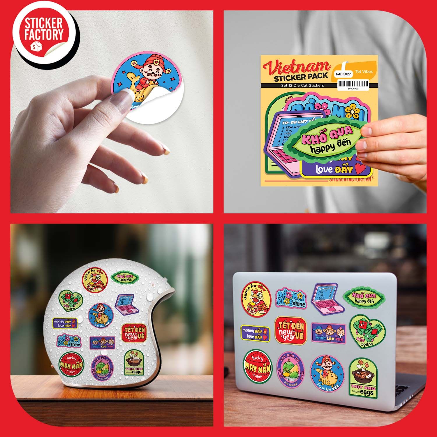 PACK027 Tet Vibes - Set 12 Die Cut Sticker Pack