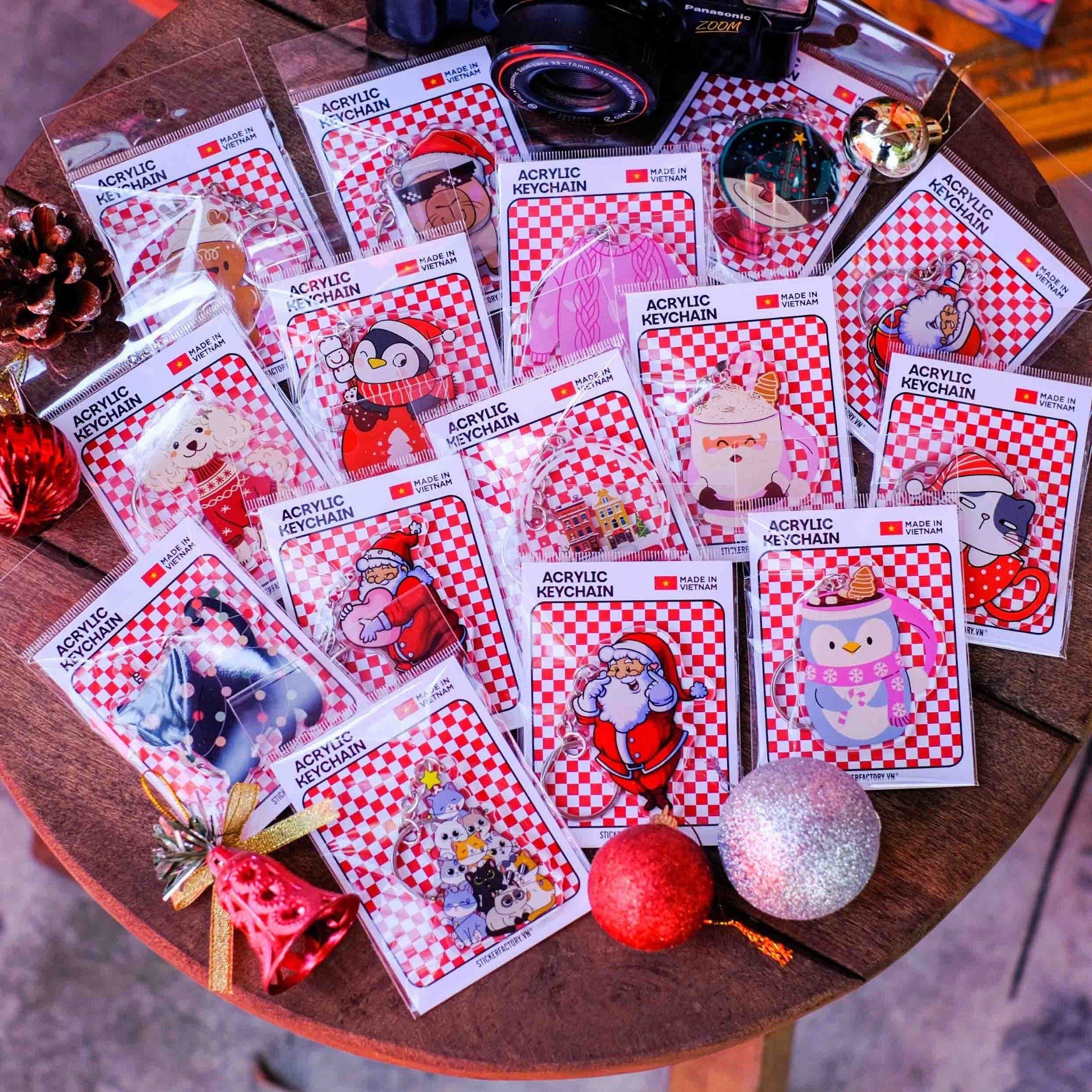 KC0047 Heart Santa Noel - Móc khóa Acrylic Keychain