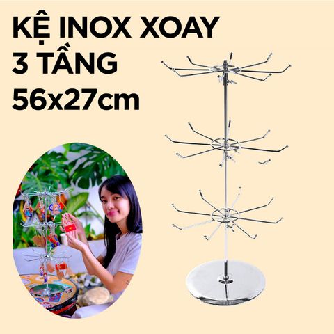  Kệ inox xoay 3 tầng để bàn 