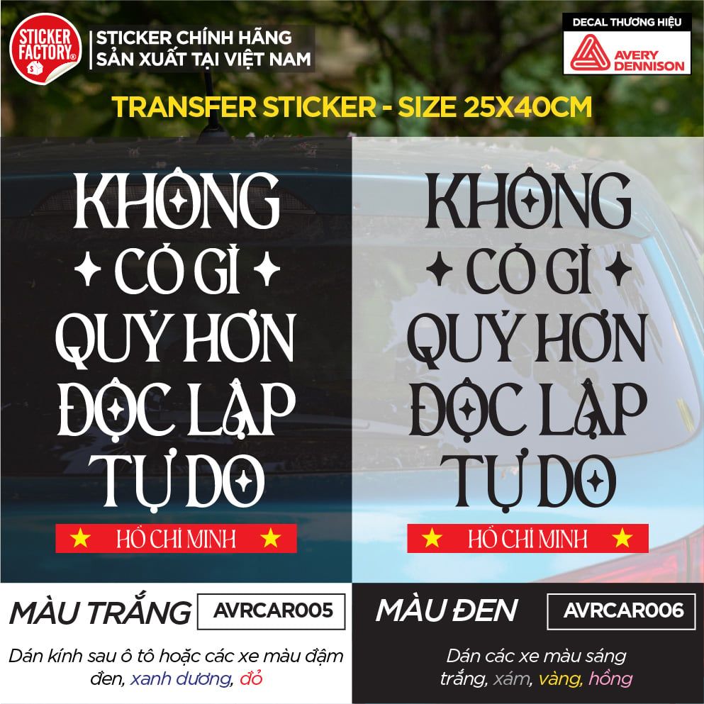 Car Transfer Sticker size 25x40cm dán xe hơi