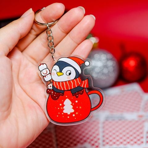  KC0040 Penguin Cup Noel - Móc khóa Acrylic Keychain 