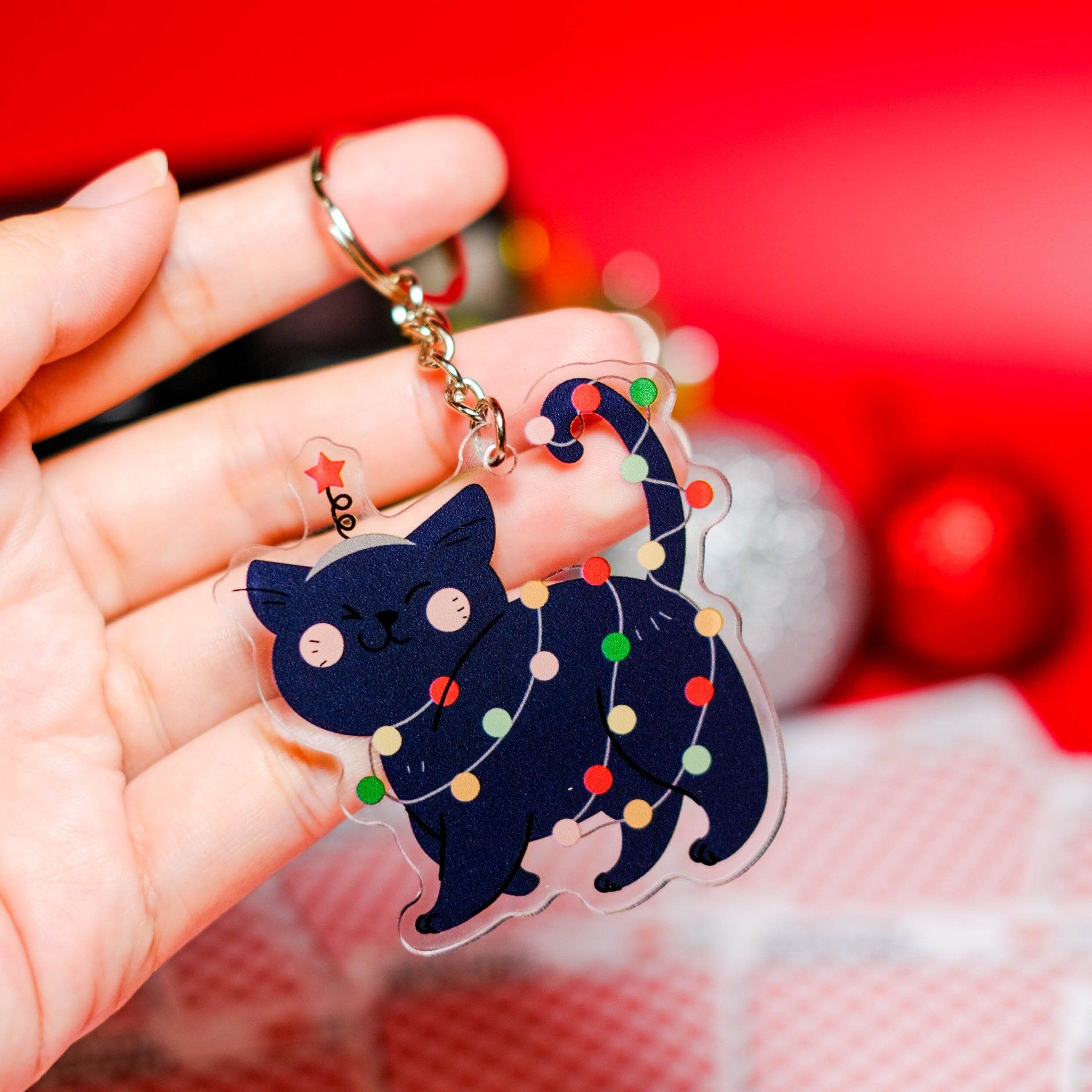 KC0043 Lights Cat Noel - Móc khóa Acrylic Keychain