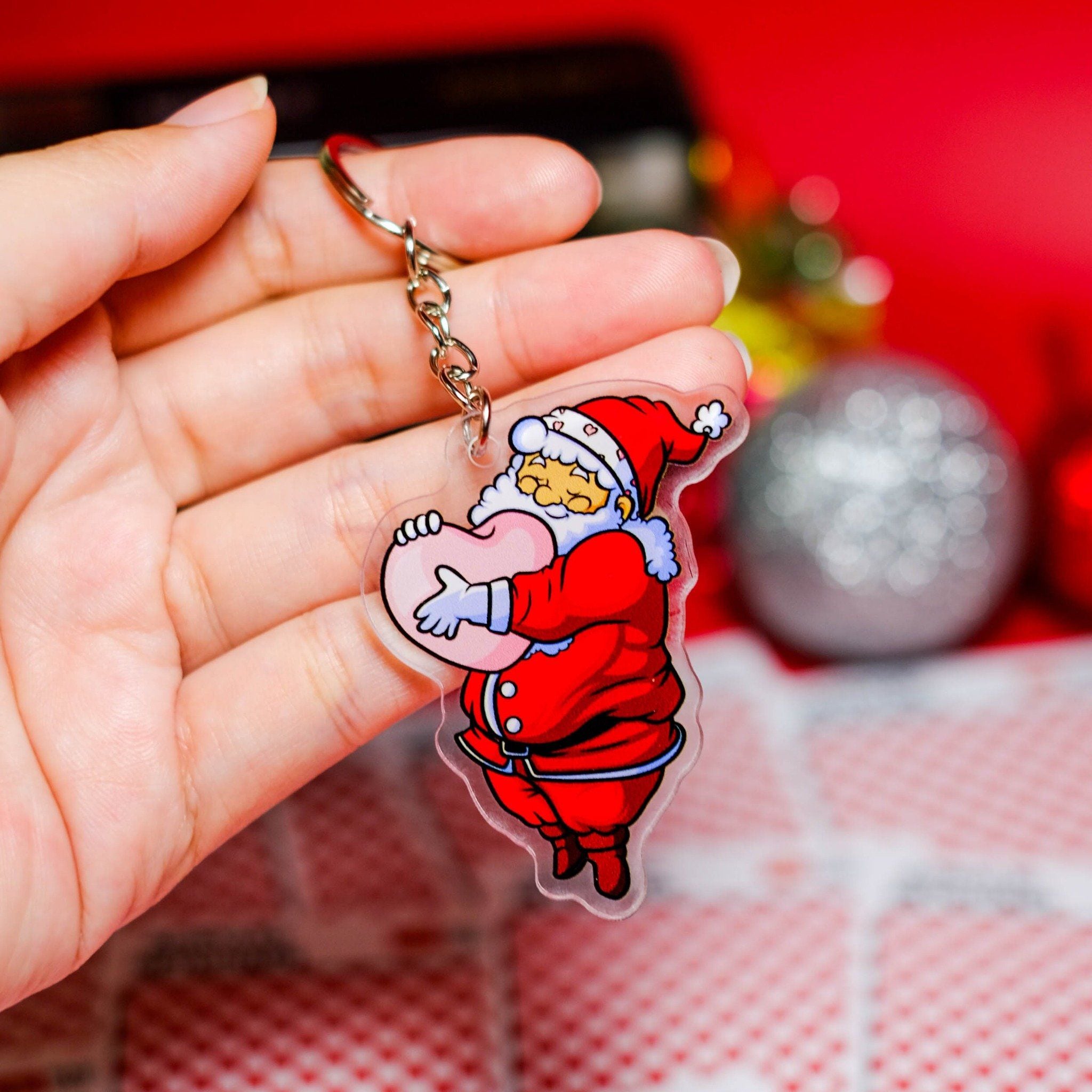 KC0047 Heart Santa Noel - Móc khóa Acrylic Keychain