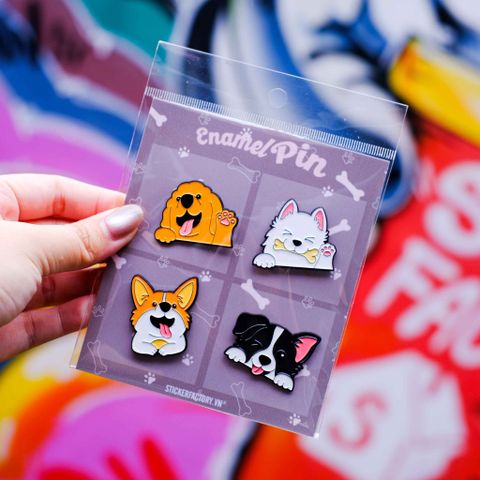  EPIN037 Puppy Pals - Set 4 Enamel Pin - Huy hiệu kim loại 